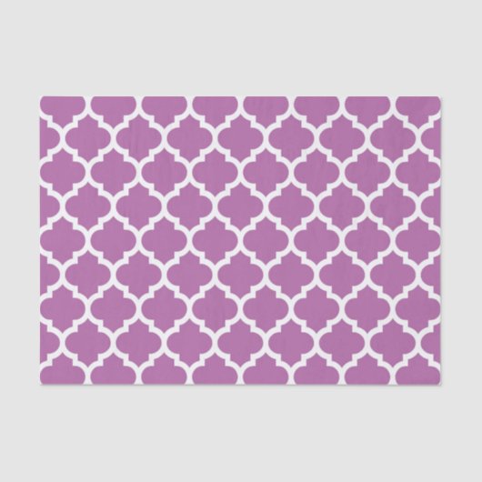 Orchid Paars White Moroccan Quatrefoil Pattern #5 Tissuepapier (Voorkant)