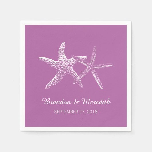 Orchid Paarse Starfish Beach Weddenschap Napkins Servet (Voorkant)
