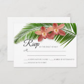 Orchid & Palm Leaf Tropical Floral Wedding RSVP (Voorkant / Achterkant)