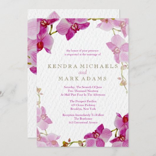 Orchid Paradise Wedding Invitations Kaart (Voorkant / Achterkant)