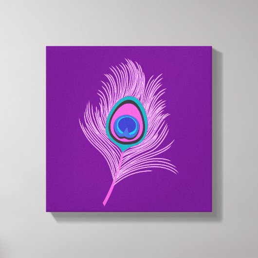 Orchid Peacock Feather op Amethyst Paars Canvas Afdruk (Voorkant)