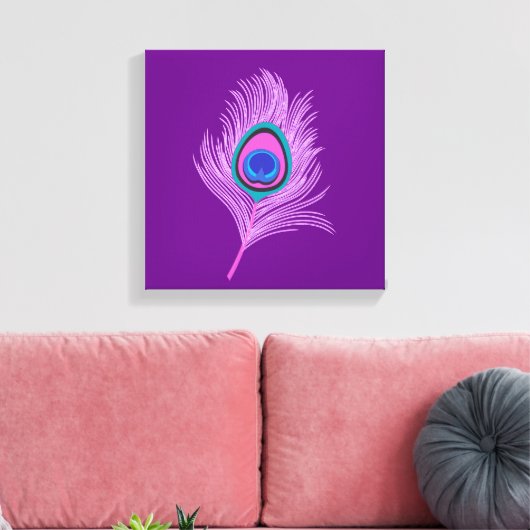 Orchid Peacock Feather op Amethyst Paars Canvas Afdruk (Insitu (Woonkamer))
