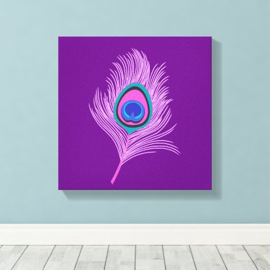Orchid Peacock Feather op Amethyst Paars Canvas Afdruk (Insitu (Houten vloer))