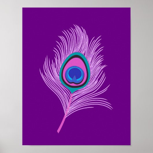 Orchid Peacock Feather op Amethyst Paars Poster (Voorkant)