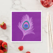 Orchid Peacock Feather op Amethyst Paars Servetten (Insitu)