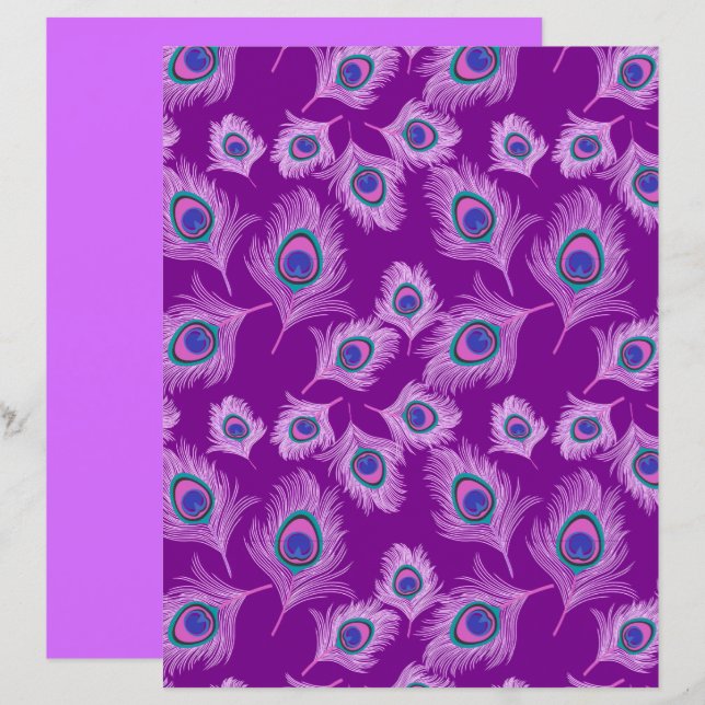 Orchid Peacock Feathers op Amethyst Paars (Voorkant / Achterkant)