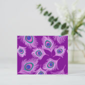 Orchid Peacock Feathers op Amethyst Paars Briefkaart (Staand voorkant)