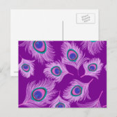 Orchid Peacock Feathers op Amethyst Paars Briefkaart (Voorkant / Achterkant)