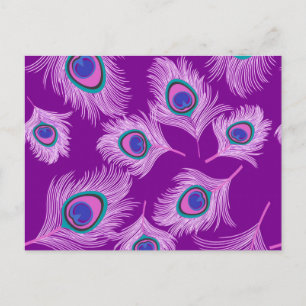 Orchid Peacock Feathers op Amethyst Paars Briefkaart