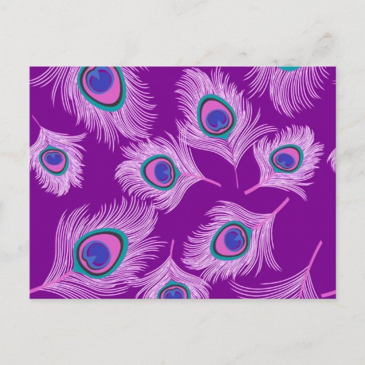 Orchid Peacock Feathers op Amethyst Paars Briefkaart (Voorkant)
