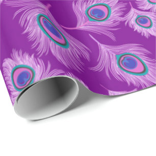 Orchid Peacock Feathers op Amethyst Paars Cadeaupapier