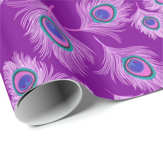 Orchid Peacock Feathers op Amethyst Paars Cadeaupapier (Rol Hoek)
