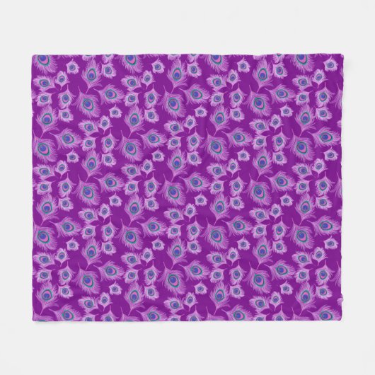 Orchid Peacock Feathers op Amethyst Paars Fleece Deken (Voorkant (Horizontaal))