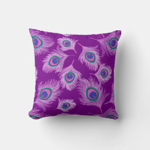 Orchid Peacock Feathers op Amethyst Paars Kussen