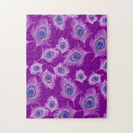 Orchid Peacock Feathers op Amethyst Paars Legpuzzel (Verticaal)