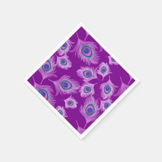 Orchid Peacock Feathers op Amethyst Paars Servetten (Hoek)