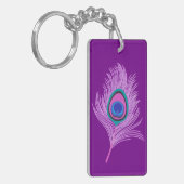 Orchid Peacock Feathers op Amethyst Paars Sleutelhanger (Voorkant Links)