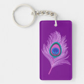 Orchid Peacock Feathers op Amethyst Paars Sleutelhanger (Voorkant)