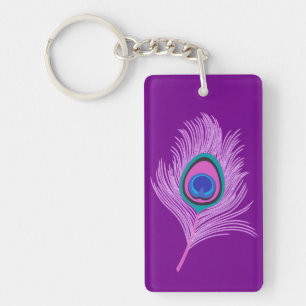 Orchid Peacock Feathers op Amethyst Paars Sleutelhanger