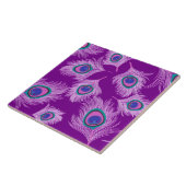 Orchid Peacock Feathers op Amethyst Paars Tegeltje (Zijkant)