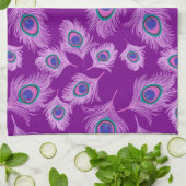 Orchid Peacock Feathers op Amethyst Paars Theedoek (Gevouwen)