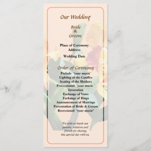 Orchid Persian Garden Wedding Programme Programmakaart