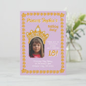 Orchid Pink Princess Crown Floral Photo Birthday Kaart (Staand voorkant)