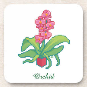 orchid pixelart, Pixel Art  Bier Onderzetter
