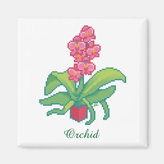 orchid pixelart, Pixel Art  Magneet (Voorkant)