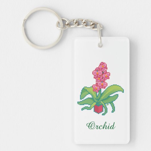 orchid pixelart, Pixel Art  Sleutelhanger (Voorkant)