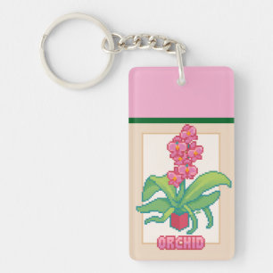Orchid Pixelart, Pixel Art Sleutelhanger