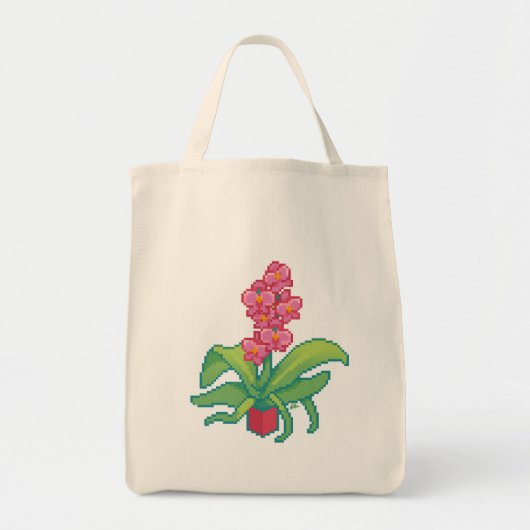 Orchid Pixelart, Pixel Art Tote Bag (Voorkant)