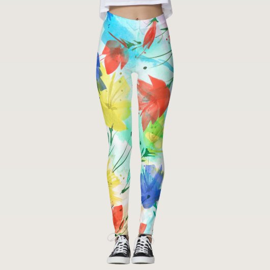 Orchid Poppy Peony Mode Boeket Leggings (Voorkant)