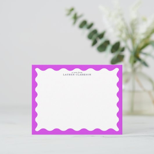 Orchid Purple Wavy Frame Note Card Kaart (Staand voorkant)