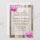 Orchid Rustic Barn Wood Wedding Invitations Kaart (Voorkant)