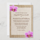 Orchid Rustic Burlap Wedding Invitations Kaart (Voorkant)
