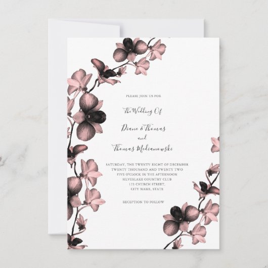 Orchid Sangria Tint Wedding Invitation Kaart (Voorkant)