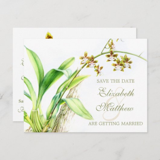 Orchid schilderde bloem, behalve de datumkaart aankondigingskaart (Voorkant / Achterkant)