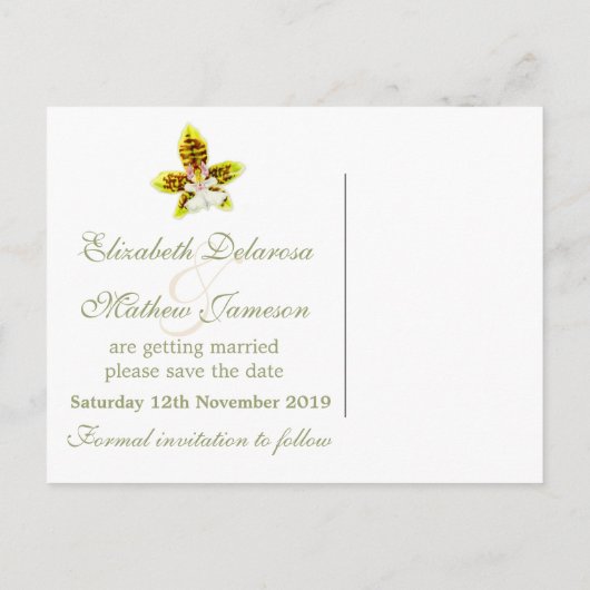 Orchid schilderde bloem, behalve de datumkaart aankondigingskaart (Achterkant)