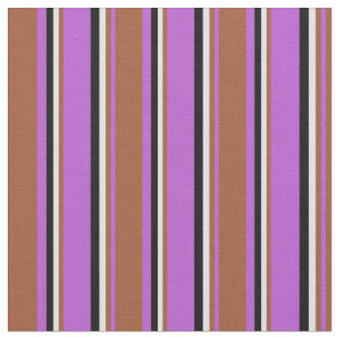 Orchid, Sienna, Lavender & Black Colored Stripes Stof
