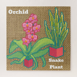 Orchid, snake plant Pixelart, Pixel Art Legpuzzel