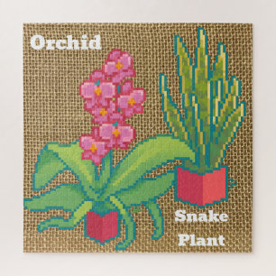 Orchid, snake plant Pixelart, Pixel Art Legpuzzel