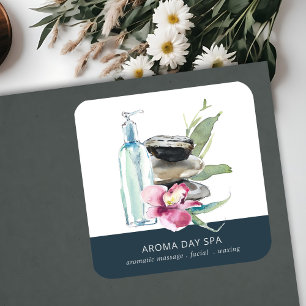 ORCHID STONE BAMBOO WATERVERF SPA MASSAGE THERAPIE VIERKANTE STICKER