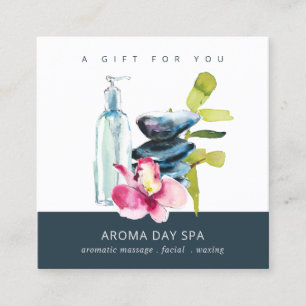 ORCHID STONE SPA MASSAGE THERAPY GIFT CERTIFICATE VIERKANTE VISITEKAARTJE