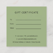 ORCHID STONE SPA MASSAGE THERAPY GIFT CERTIFICATE VIERKANTE VISITEKAARTJE (Achterkant)
