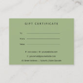 ORCHID STONE SPA MASSAGE THERAPY GIFT CERTIFICATE VISITEKAARTJE (Achterkant)