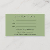 ORCHID STONE SPA MASSAGE THERAPY GIFT CERTIFICATE VISITEKAARTJE (Achterkant)