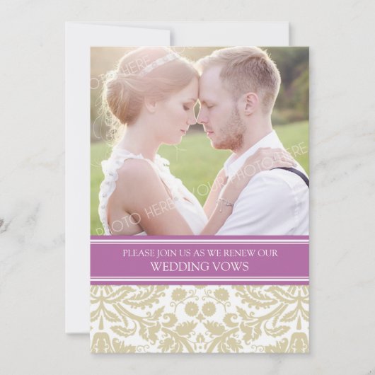 Orchid Tan Photo Wedding Vow Renewal Uitnodiging (Voorkant)