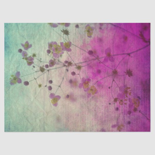 Orchid teal and purple floral script texture look tissuepapier (Voorkant)