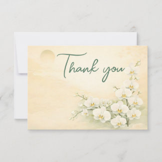 Orchid Thank You Card – Ivory White Floral Design Bedankkaart